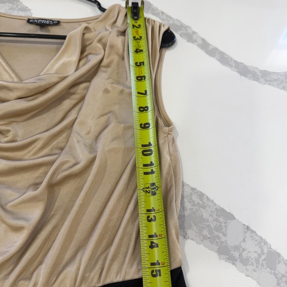 Express Cream and Black Cowl Neck Midi Dress - Picture 5 of 8